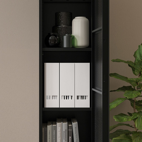 IVAR Cabinet with door, black mesh, 40x160 cm