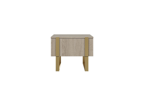 Nightstand Bedside Table Verica Set of 2, biscuit oak/gold legs