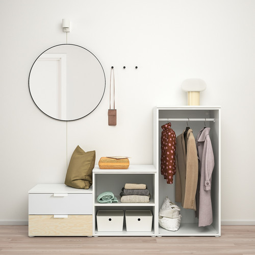 PLATSA Wardrobe with 2 doors+2 drawers, white Kalbåden/lively pine effect FONNES white, 180x57x123 cm