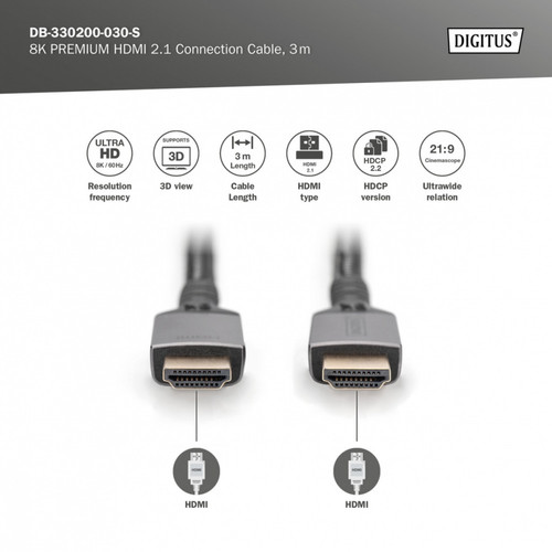 Digitus Ultra High Speed HDMI Connection Cable DB-330200-030-S 3m
