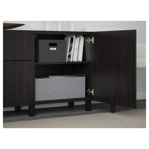 BESTÅ Storage combination with drawers, Lappviken black-brown, 180x42x74 cm