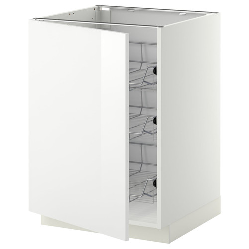 METOD Base cabinet with wire baskets, white/Ringhult white, 60x60 cm