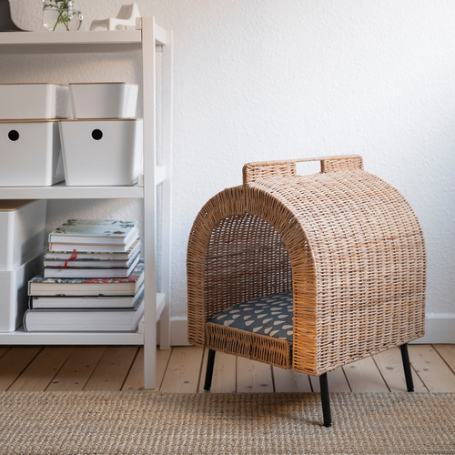 UTSÅDD Cat house on legs, rattan