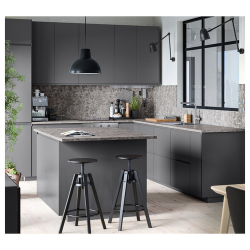 EKBACKEN Worktop, dark grey, marble effect laminate, 186x2.8 cm