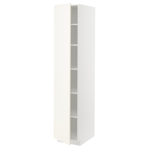 METOD High cabinet with shelves, white/Vallstena white, 40x60x200 cm