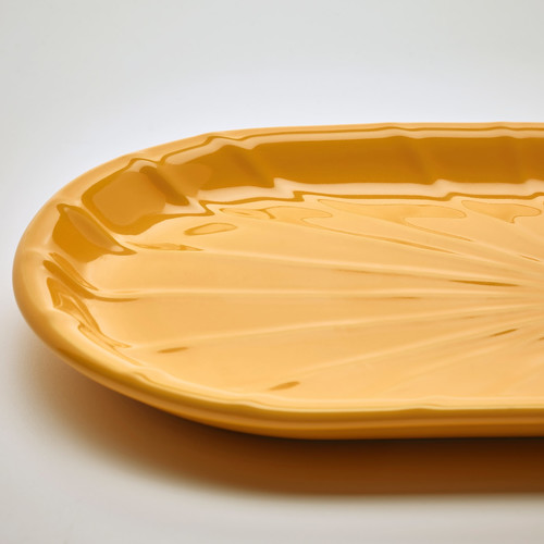 KOPPARBJÖRK Decoration dish, bright yellow, 16x33 cm