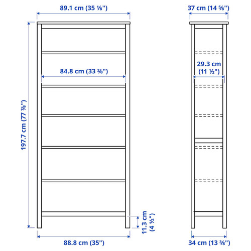 HEMNES Bookcase, black-brown, 90x197 cm