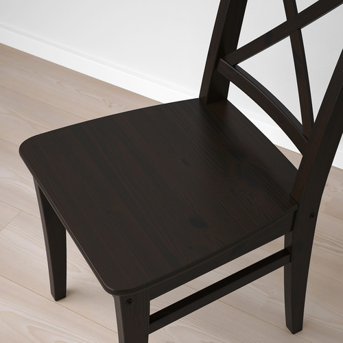 DANDERYD / INGOLF Table and 2 chairs, pine veneer black/black, 74/134x80 cm