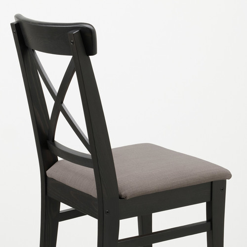 INGOLF Chair, brown-black/Nolhaga grey-beige