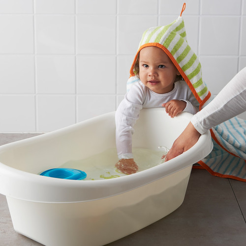 LÄTTSAM Baby bath, white, green