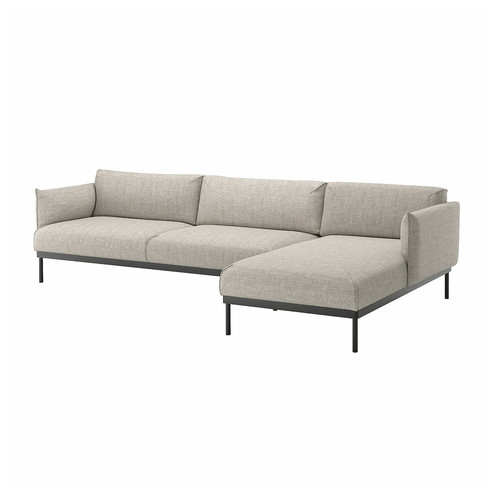 ÄPPLARYD 4-seat sofa with chaise longue, Lejde light grey