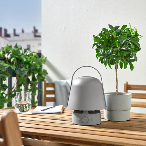 VAPPEBY Bluetooth speaker lamp, outdoor/grey