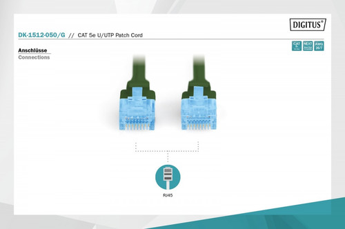 Digitus Patch Cord U/UTP cat.5e PVC 5m, green