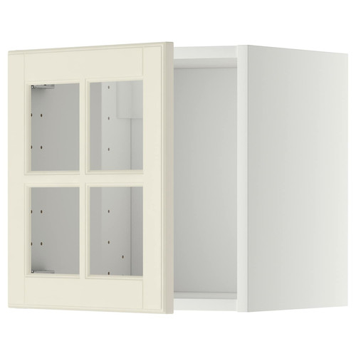 METOD Wall cabinet with glass door, white/Bodbyn off-white, 40x40 cm