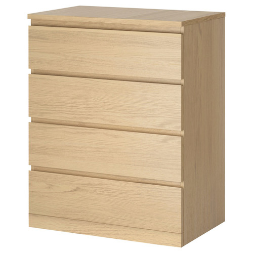 MALM Chest of 4 drawers, white stained oak veneer, 80x100 cm