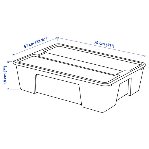 SAMLA Box with lid, transparent, 79x57x18 cm/55 l