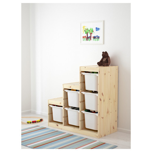 TROFAST Storage combination, light white stained pine, white, 94x44x91 cm