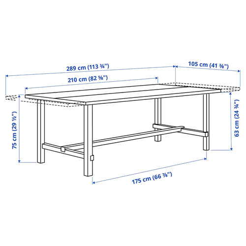 NORDVIKEN Extendable table, white, 210/289x105 cm