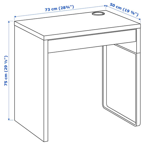 MICKE Desk, black-brown, 73x50 cm