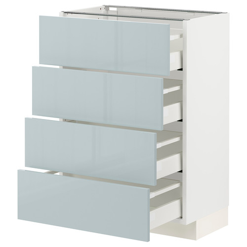 METOD / MAXIMERA Base cab 4 frnts/4 drawers, white/Kallarp light grey-blue, 60x37 cm