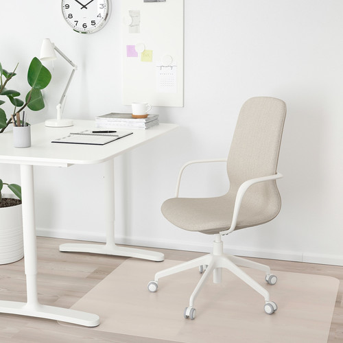 LÅNGFJÄLL Office chair with armrests, Gunnared beige/white, 68x68 cm
