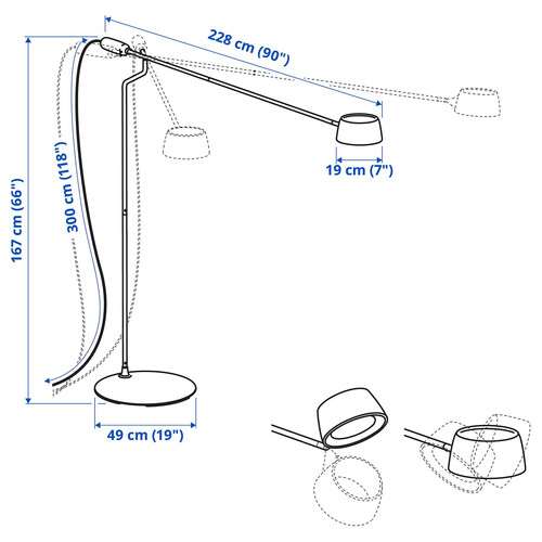 VÅGHÖJD LED floor lamp, dimmable black