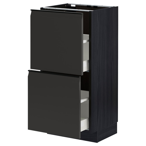 METOD / MAXIMERA Base cabinet with 2 drawers, black/Upplöv matt anthracite, 40x37 cm
