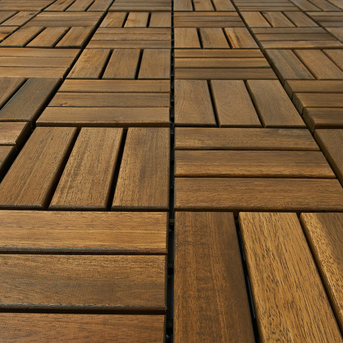 RUNNEN Floor decking, outdoor, acacia, 0.81 m², 9 pack