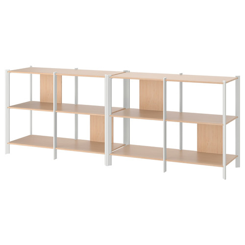 JÄTTESTA Storage combination, white/light bamboo, 240x85 cm