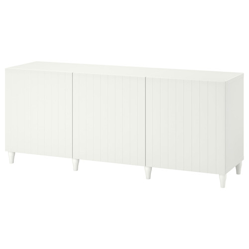 BESTÅ Storage combination with doors, white, Sutterviken/Kabbarp white, 180x42x74 cm