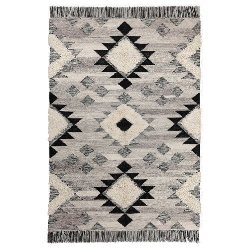 TANNISBY Rug, flatwoven, handmade/grey black, 160x230 cm