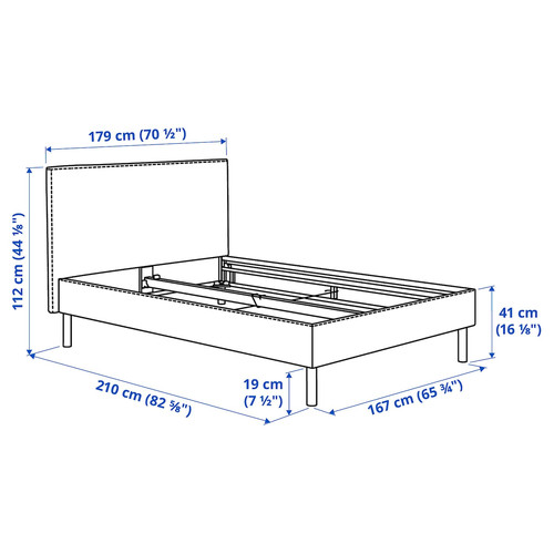 TÄRNKULLEN Upholstered bed frame, Tibbleby beige/grey, 160x200 cm