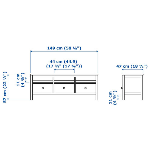 HEMNES TV bench, black-brown, 148x47x57 cm