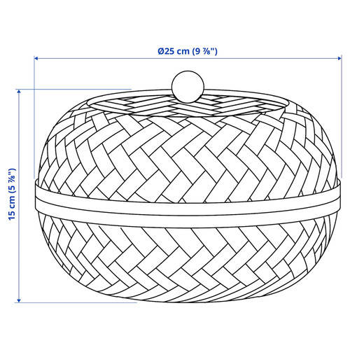 HÖKRUBBA Basket with lid, bamboo, 25 cm