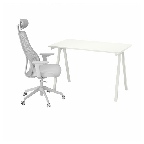 TROTTEN / MATCHSPEL Desk and chair, white/light grey