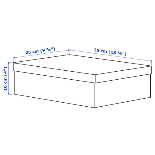 TJENA Storage box with lid, white, 25x35x10 cm