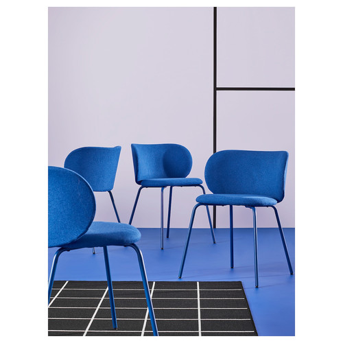 EKEDALEN / KRYLBO Table and 4 chairs, white/Tonerud blue, 120/180 cm