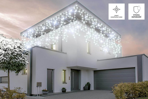 Christmas Curtain Lights In-/Outdoor 100 LED 4.8m, icicles, flash, cool white