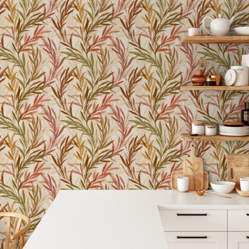 GoodHome Vinyl Wallpaper on Fleece, willow leaf