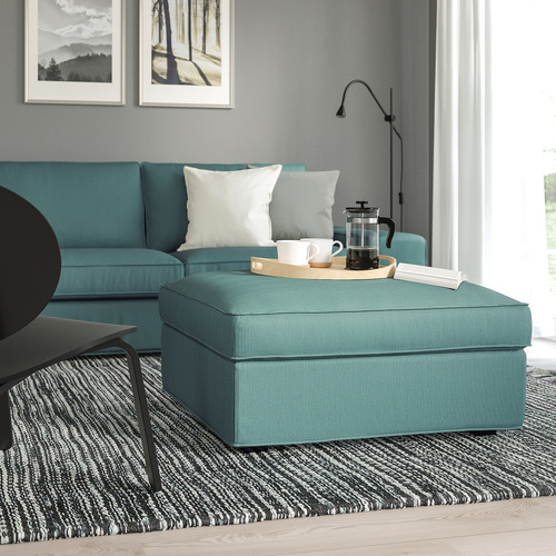 KIVIK Footstool with storage, Kelinge grey-turquoise