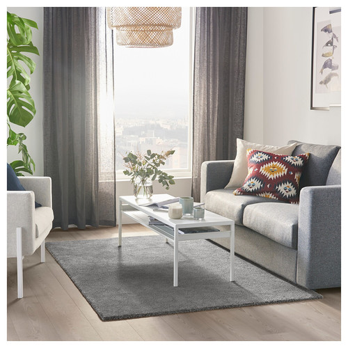 STOENSE Rug, low pile, medium grey, 133x195 cm