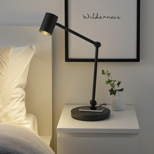 NYMÅNE Work lamp with wireless charging, anthracite