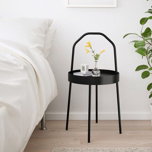 BURVIK Side table, black, 38 cm