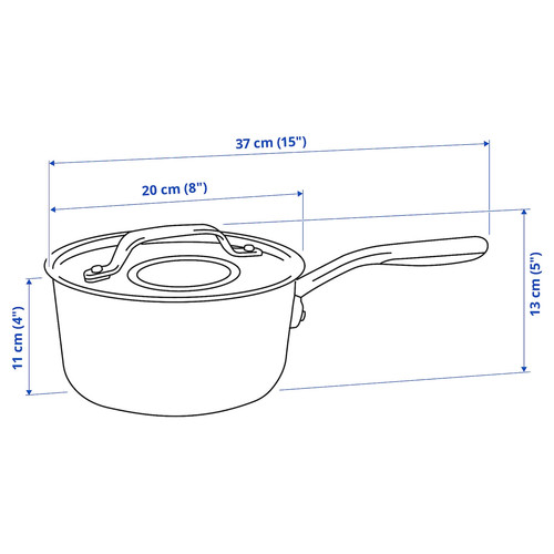 SENSUELL Saucepan with lid, stainless steel, grey, 2.4 l