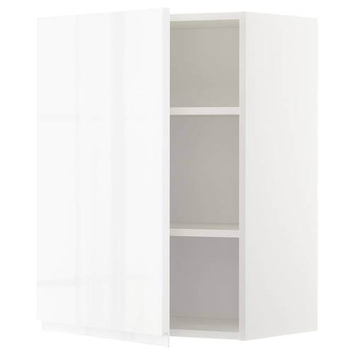 METOD Wall cabinet with shelves, white/Voxtorp high-gloss/white, 60x80 cm