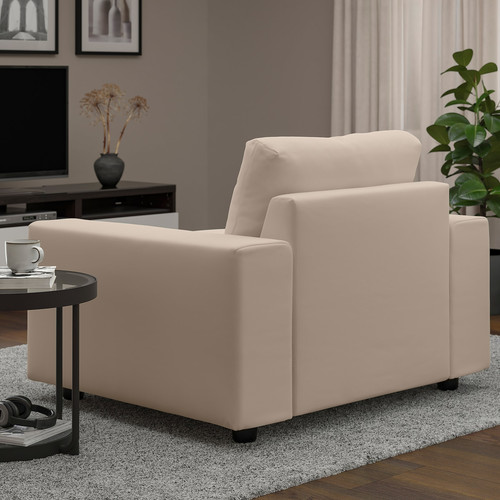 VIMLE Armchair, with wide armrests/Hallarp beige