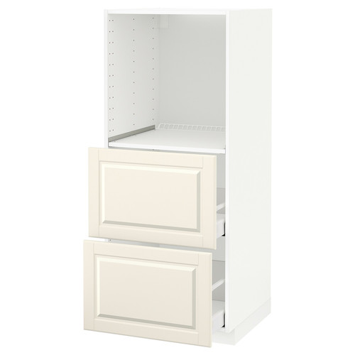 METOD High cabinet w 2 drawers for oven, white Maximera, Bodbyn off-white, 60x60x140 cm