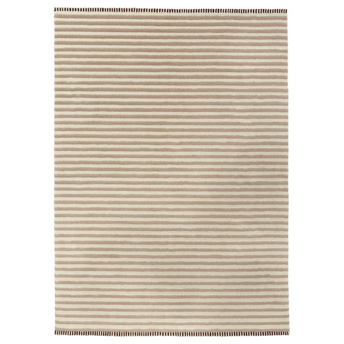 TÅGSPÅR Rug, high pile, white/beige, 170x240 cm