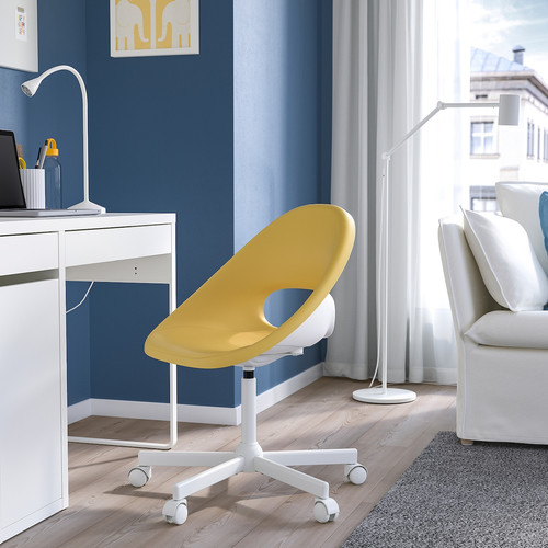 ELDBERGET / MALSKÄR Swivel chair, yellow/white