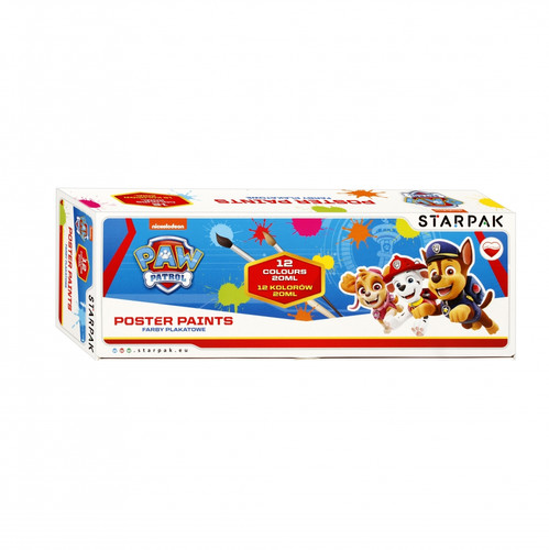 Starpak Poster Paints 12 Colours x 20ml Paw Patrol